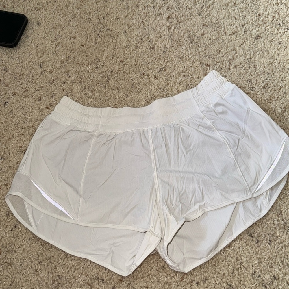 White Lulu lemon shorts